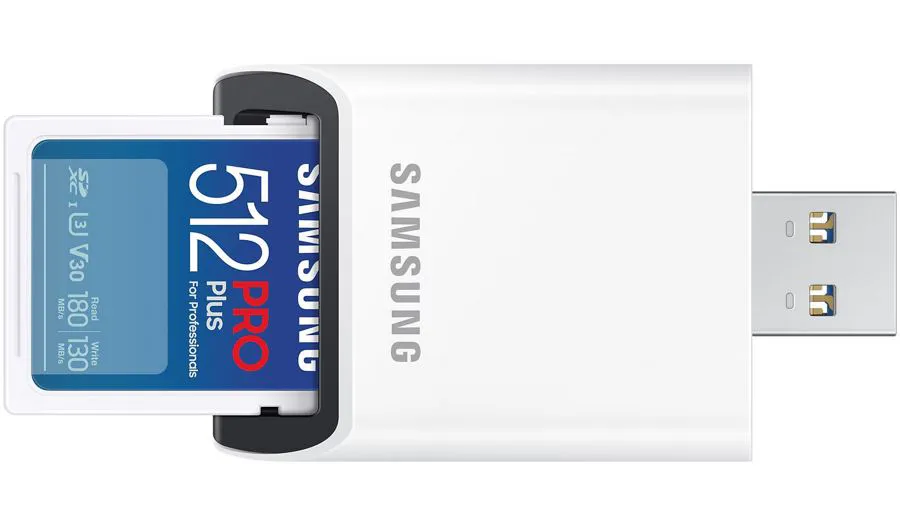 Karta pamięci Samsung SDXC PRO Plus 2023 512 GB V30 U3 UHS-I (180 MB/s) + czytnik SD